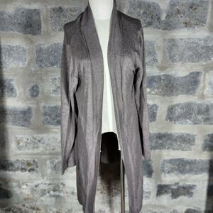 COLDWATER CREEK sz L brown knit long open front cardigan sweater